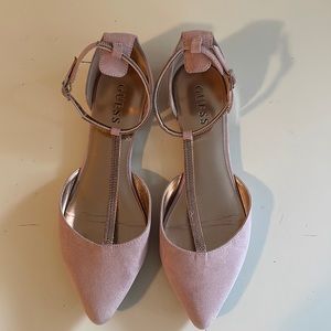 Guess Suede Blush T-Strap Flat